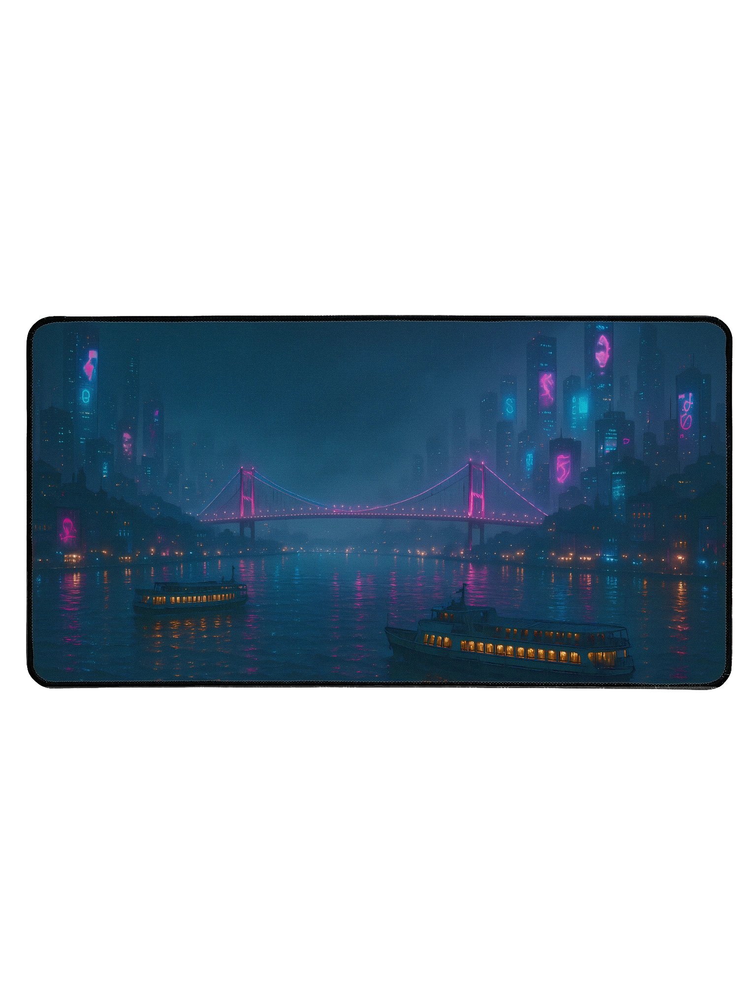 Cyberpunk Istanbul Bosphorus Desk Mat - Large 15.5" x 31.5" Extended Gaming Mouse Pad with Anti-Slip Backing product image (1)