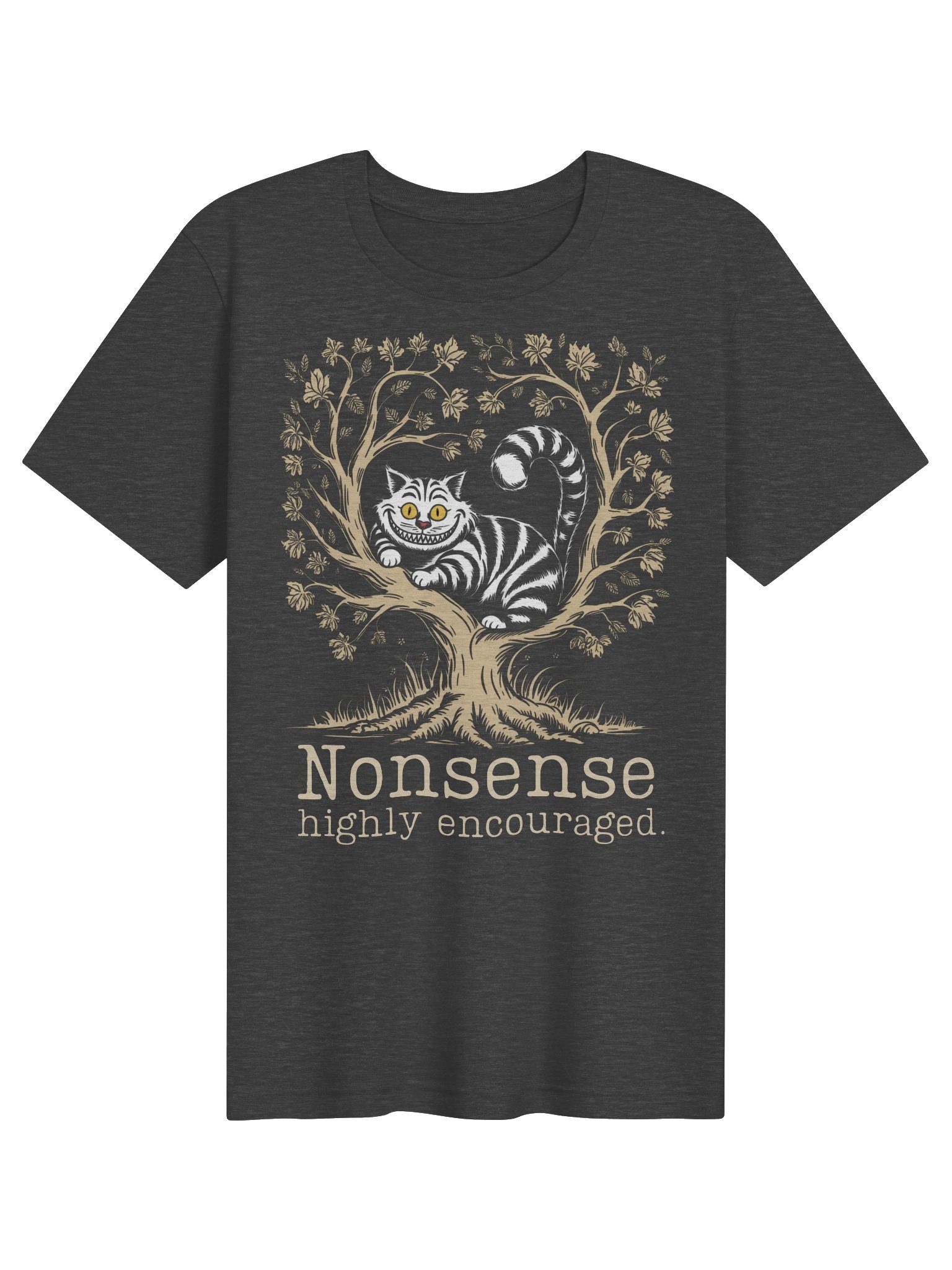 Cheshire Cat Graphic Tee, "Nonsense Encouraged" Whimsical Wonderland Shirt product image (47)
