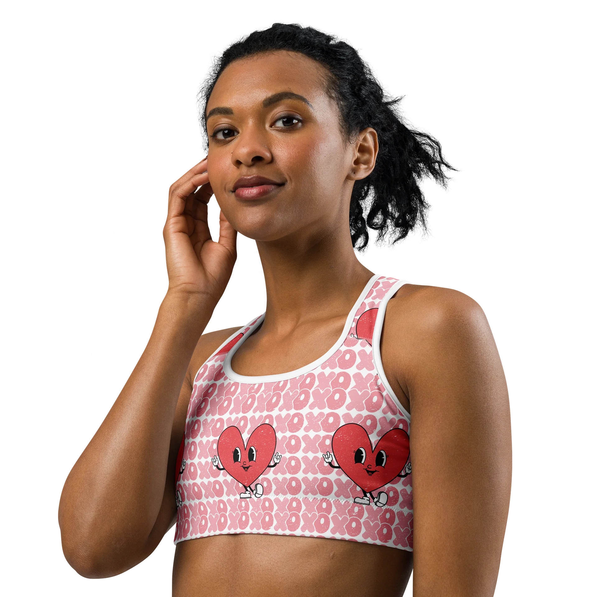 Retro XOXO Hearts All-Over Print Sports Bra product image (2)