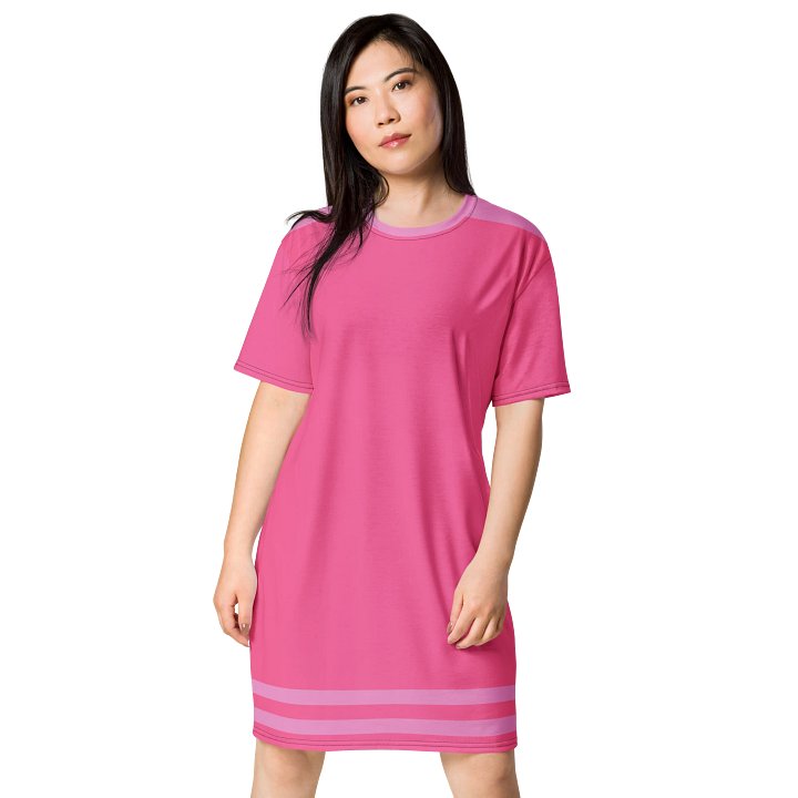 Exclusive Hot Pink T-Shirt Dress with Banded Hem - Oversized Fit product image (1)