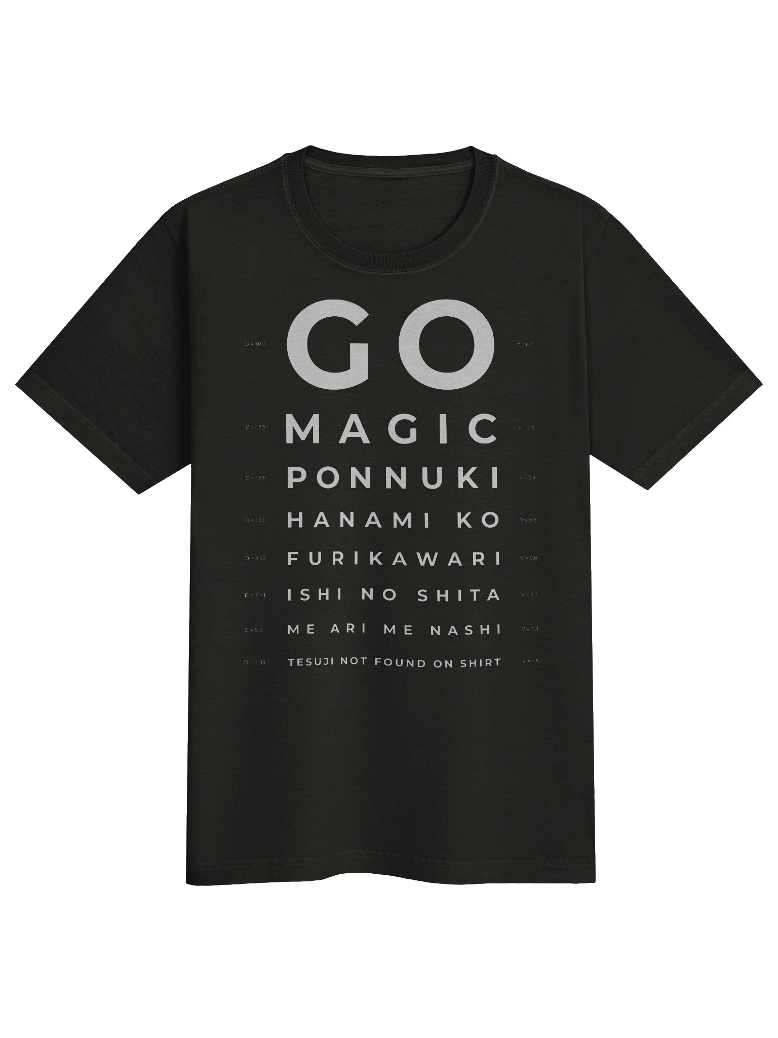 T-Shirt: Eye Chart (No Tesuji) [Oversize, Dark] product image (1)