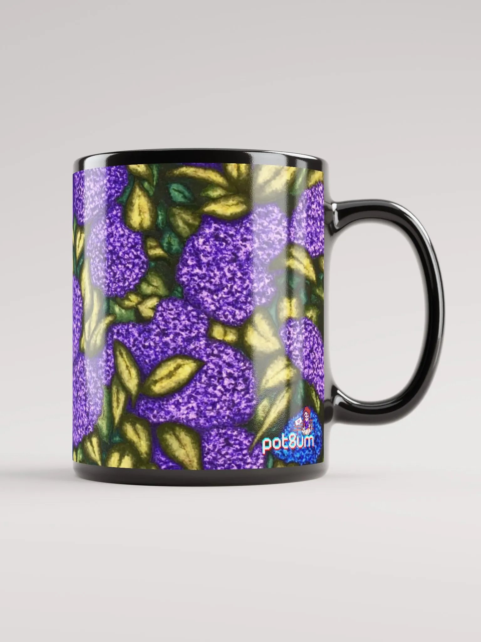 HYDRANGEAS black glossy mug product image (5)