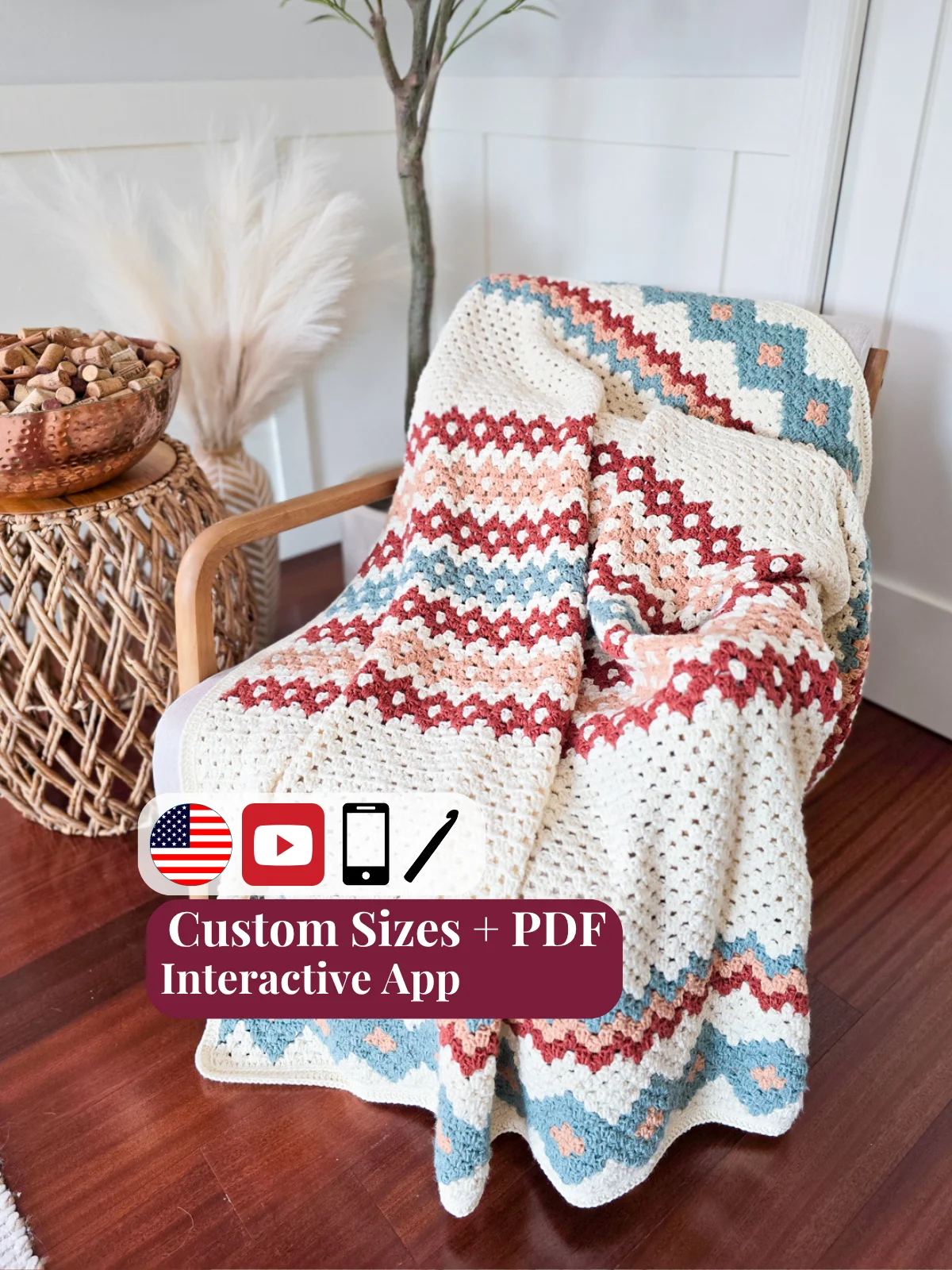 Gemstone Hues Crochet Blanket & Washcloth Pattern product image (1)