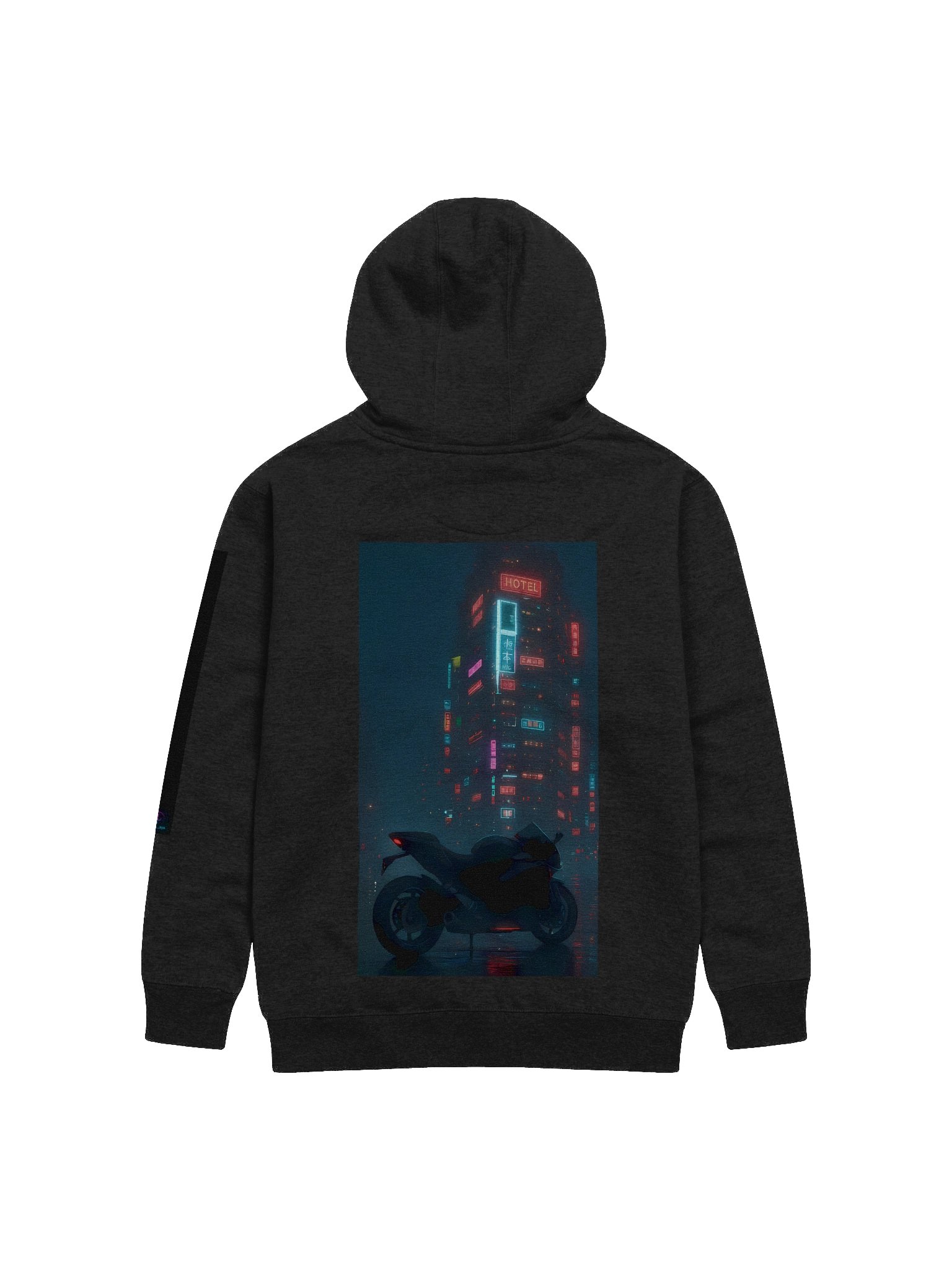 Neon Glow Cyberpunk Unisex Hoodie - 65% Cotton Blend Heavyweight Pullover Sweatshirt with Futuristic Streetwear Design product image (2)