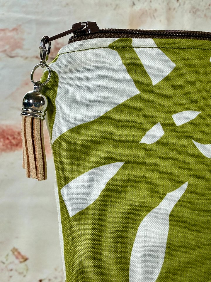Large Zipper Pouch – Tropical Leaf & Dragonflies product image (2)