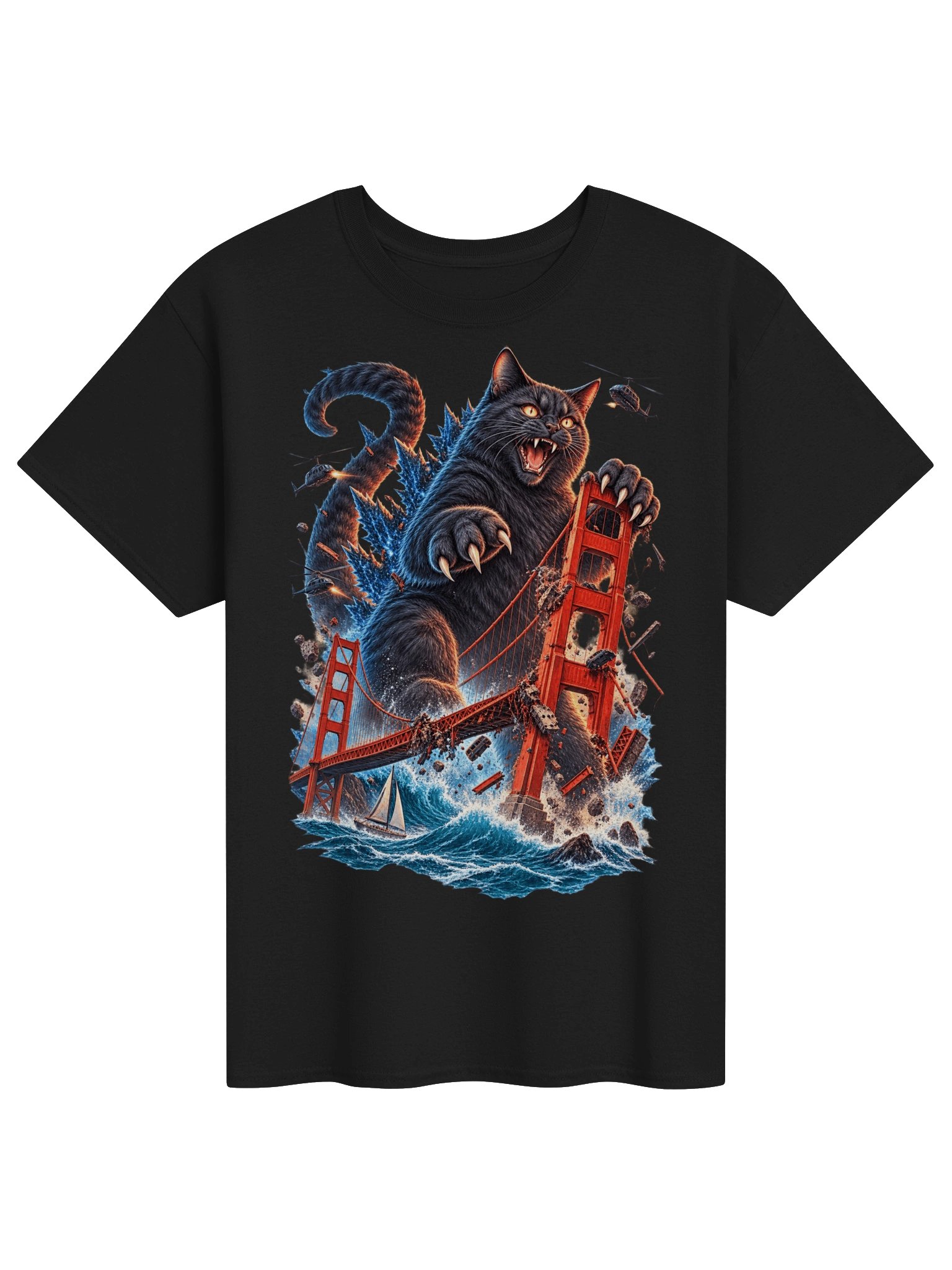 Giant Black Cat San Francisco Monster T-Shirt – Vintage Kaiju Graphic Tee product image (1)