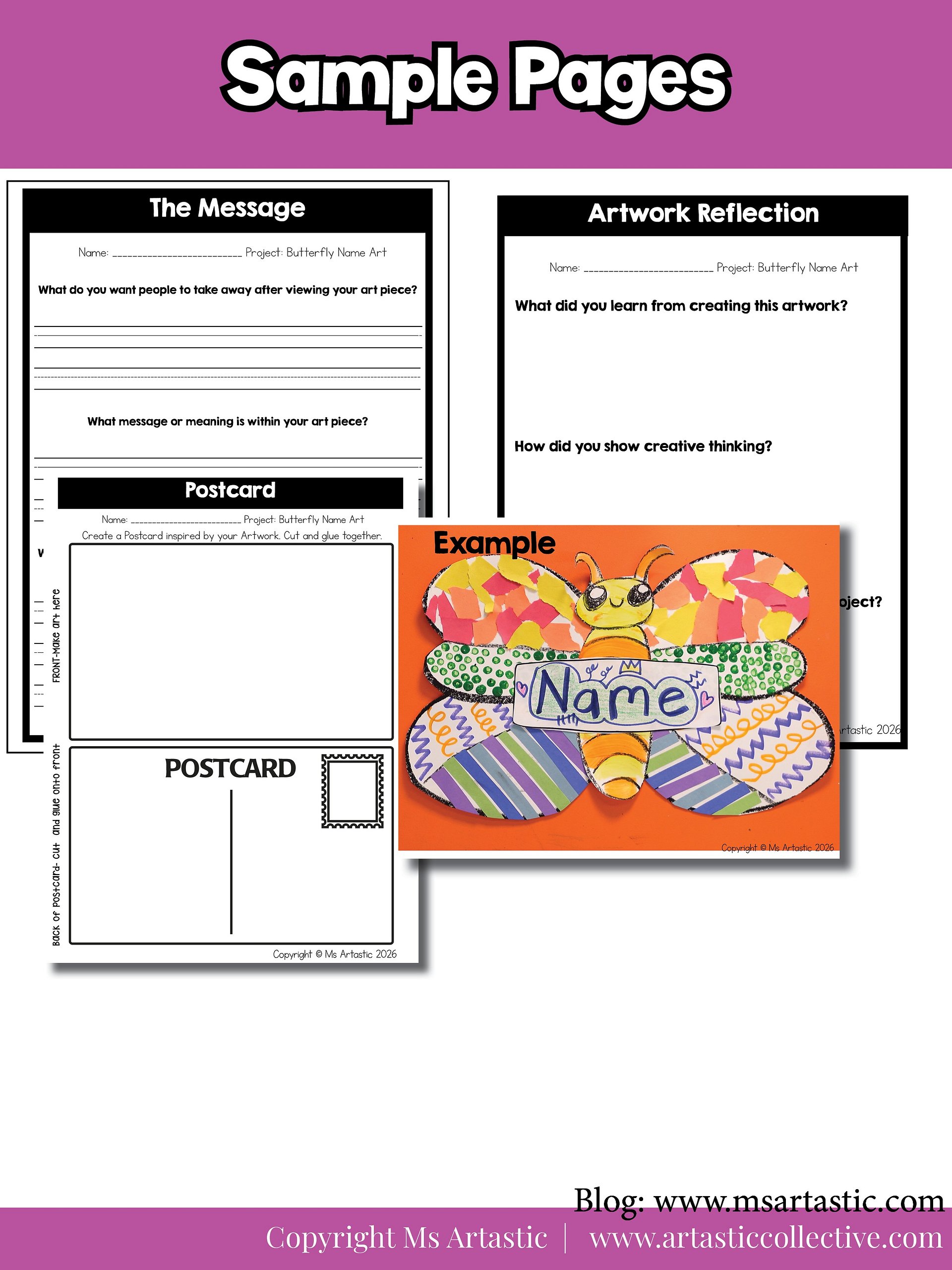 Kindergarten Name Art Lesson Butterfly Fine Motor Art Project Symmetry Activity product image (12)