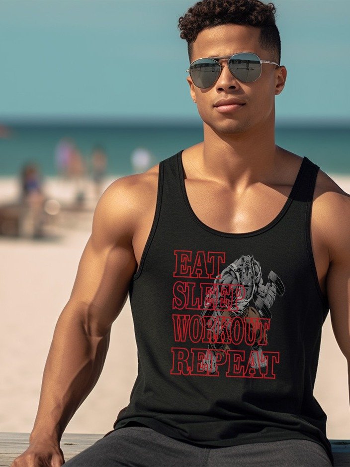 Fitness Shirts Gym Eat Sleep Workout Repeat product image (1)