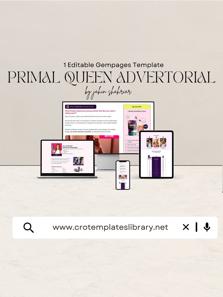 Primal Queen Shopify Advertorial Template product image (1)