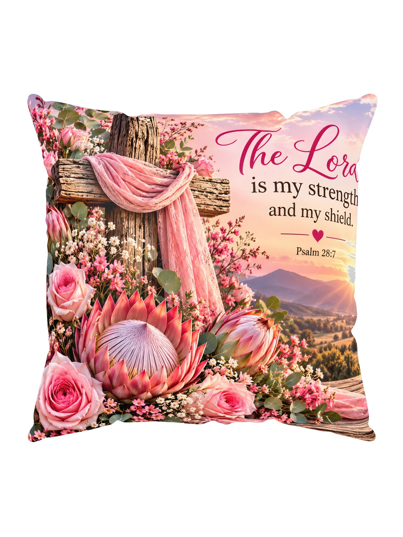 The Lord Is My Strength – Floral Cross Christian Cushion product image (5)