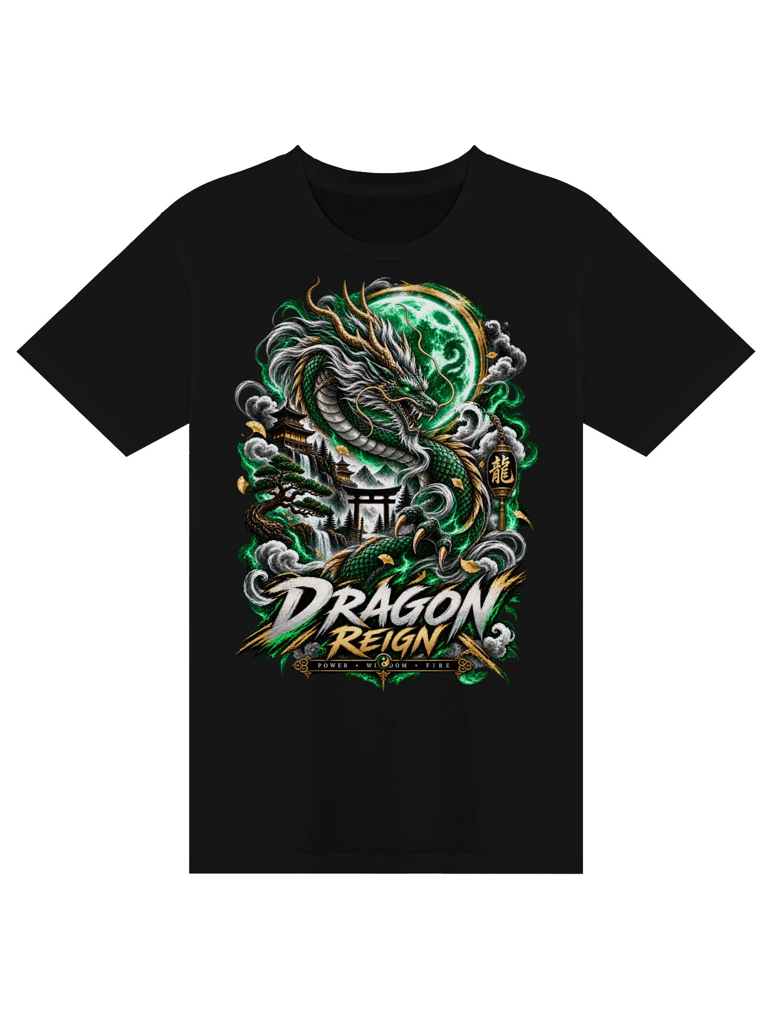 Dragon Reign T-Shirt | Emerald Japanese Dragon Graphic Tee product image (3)