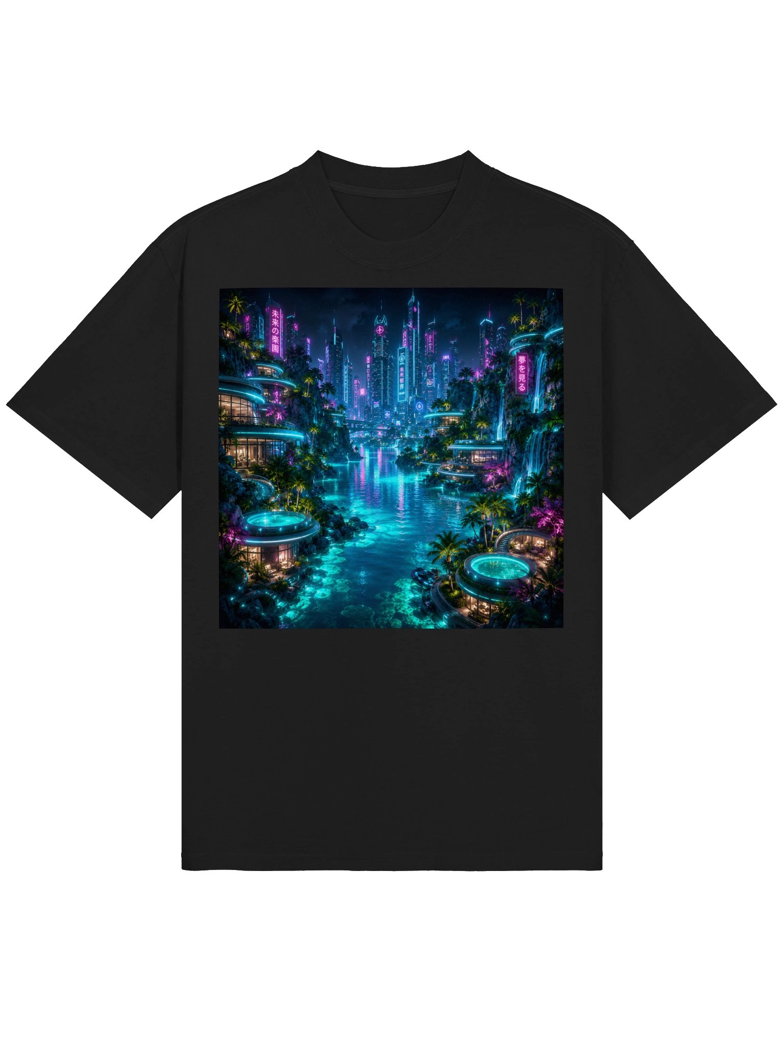 Future Paradise Cyberpunk City T-Shirt | Unisex Oversized Wanderlust Gift product image (2)