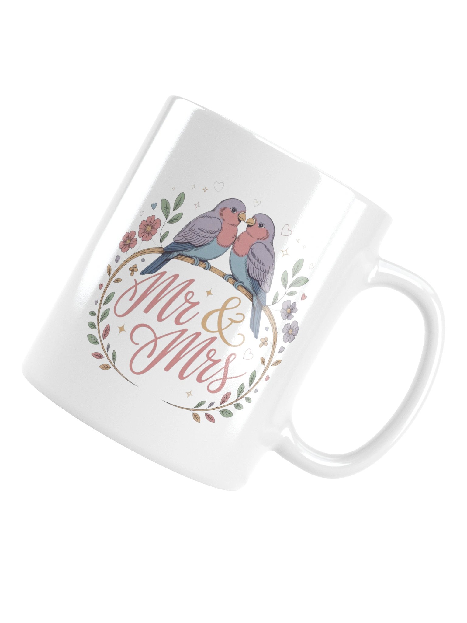Mr & Mrs Bird Couple Branch Coffee Mug product image (16)