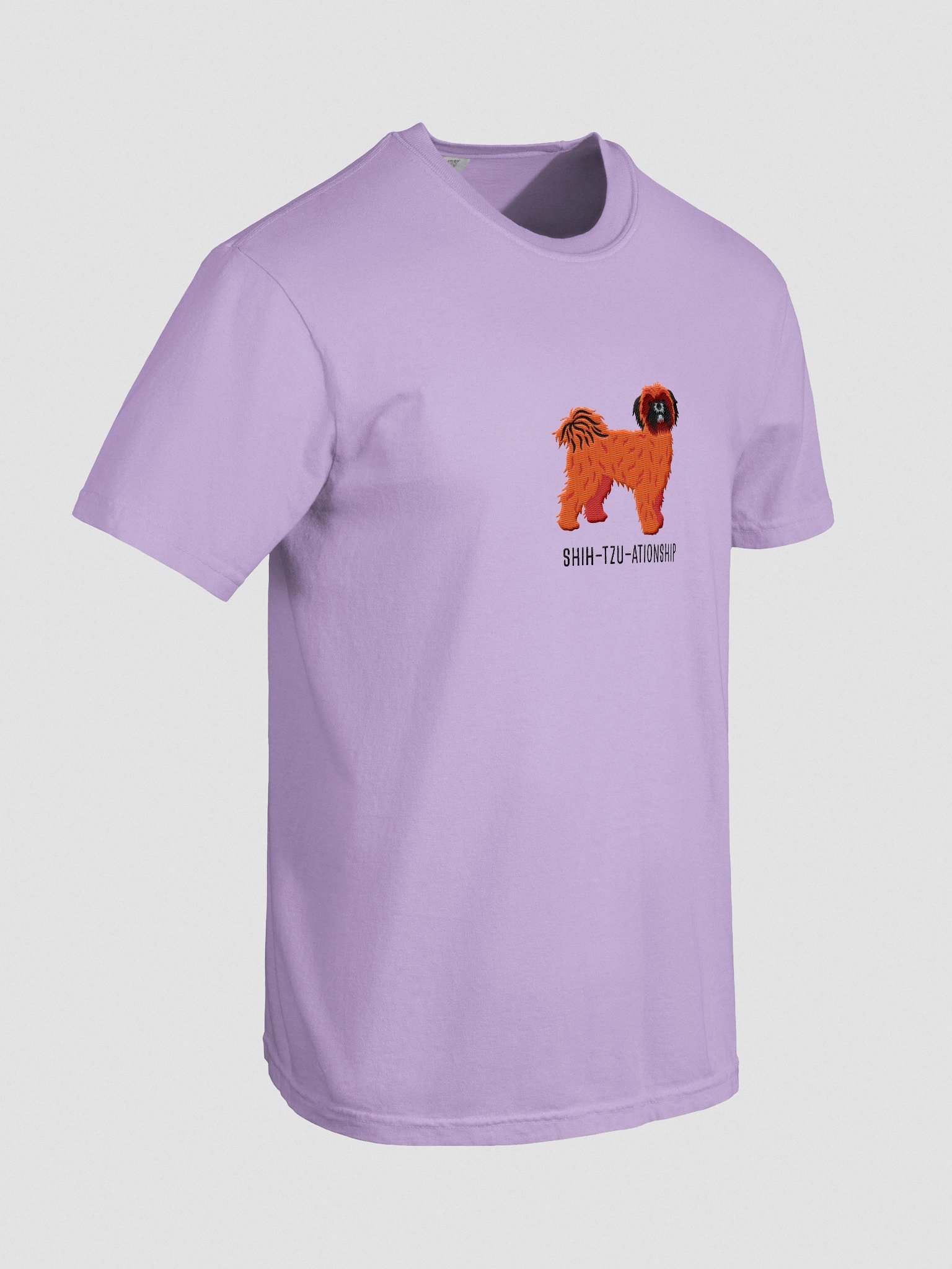 Shih-Tzu-ationship T-Shirt(Embroidered) of a Shih Tzu(Red with Black Mask) product image (11)