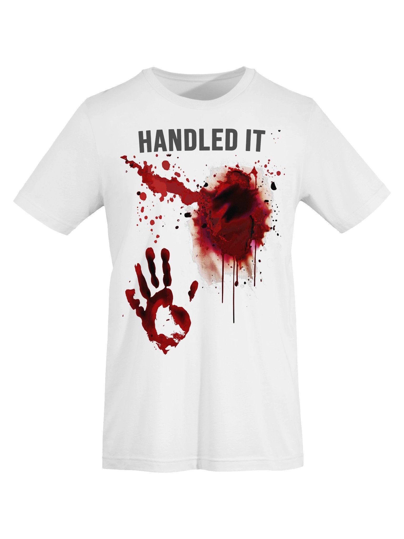 Handled It Bloody Shirt Blood Splatter Zombie Handprint Gore Horror product image (4)