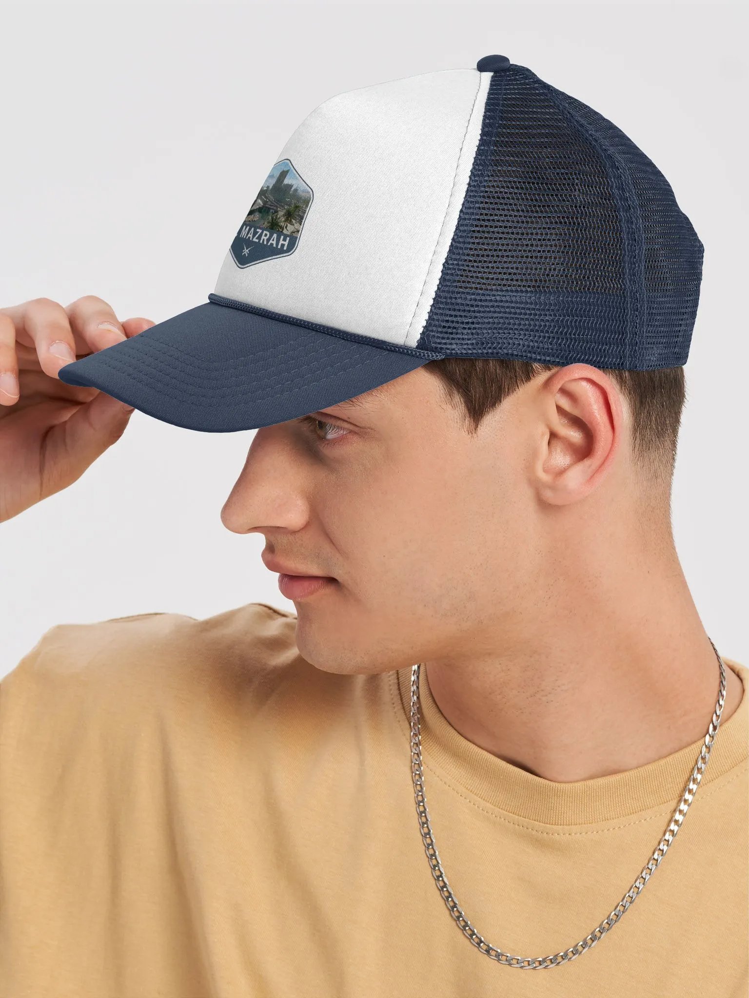 Welcome to Al Mazrah Trucker Hat | Blue product image (7)