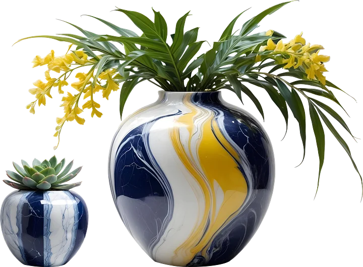 Marble Eternal – Set Sapphire Elegance Vase PNG 2 objects product image (1)