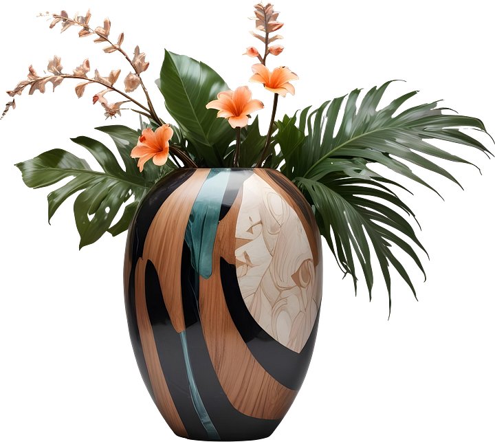 Dream of Eternity – Wood Art Deco Vase PNG product image (1)