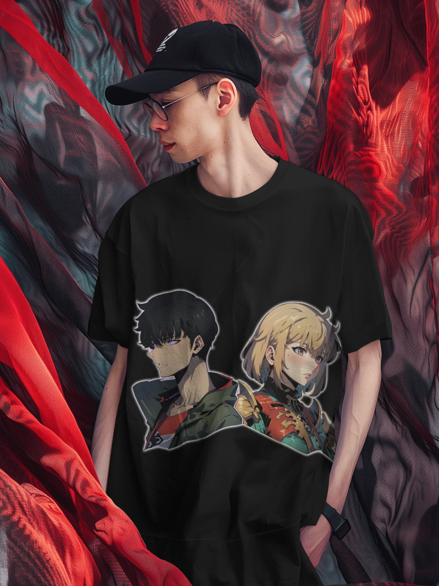 Shadow Monarch & Radiant Blade Duo Anime Streetwear Tee product image (3)