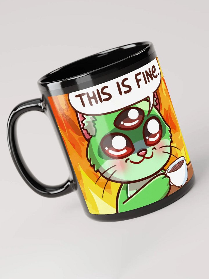"This Is Fine" Black Glossy Mug product image (1)