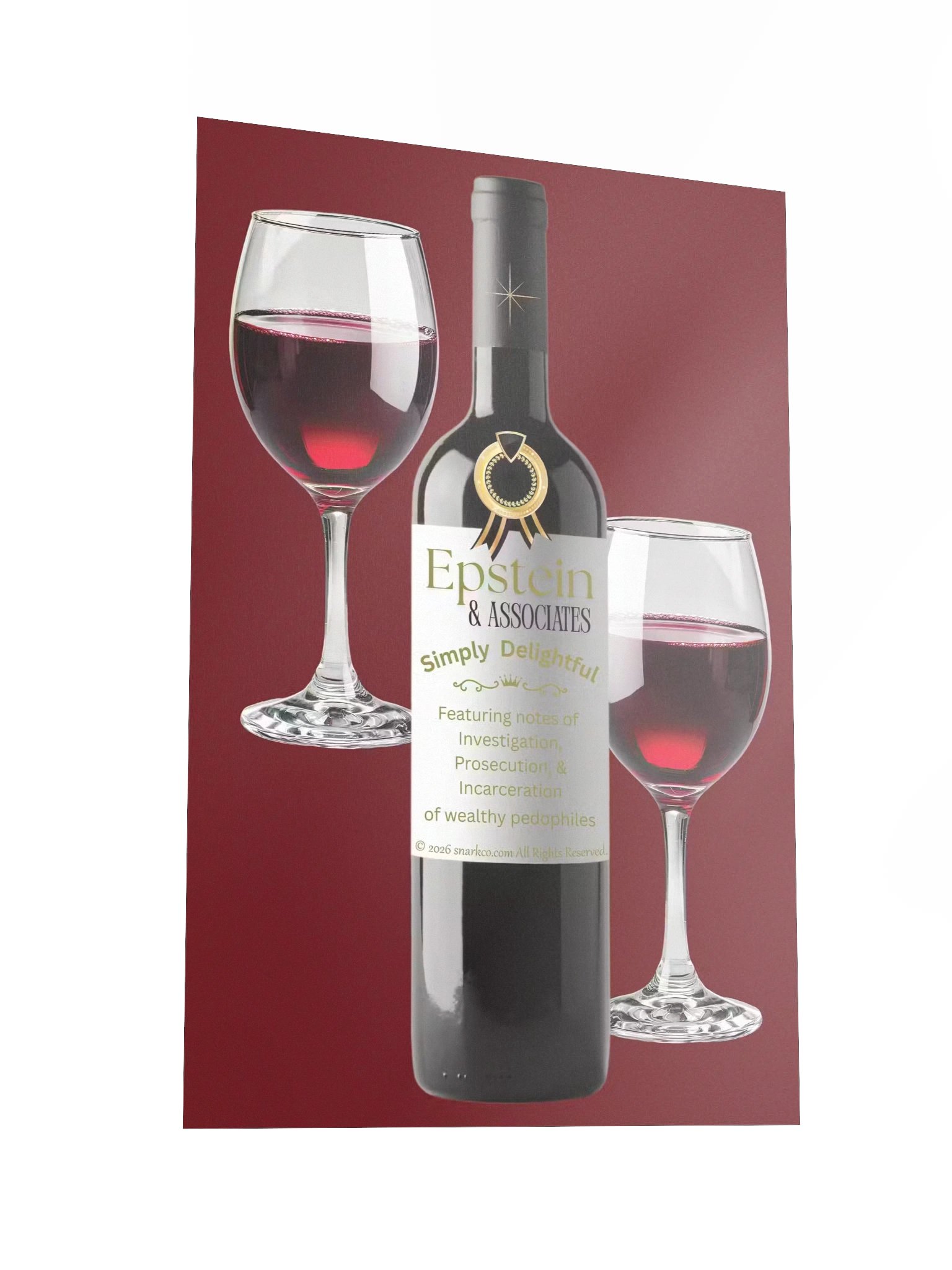 Red background "Epstein & Associates Simply Delightful" wine poster. product image (2)
