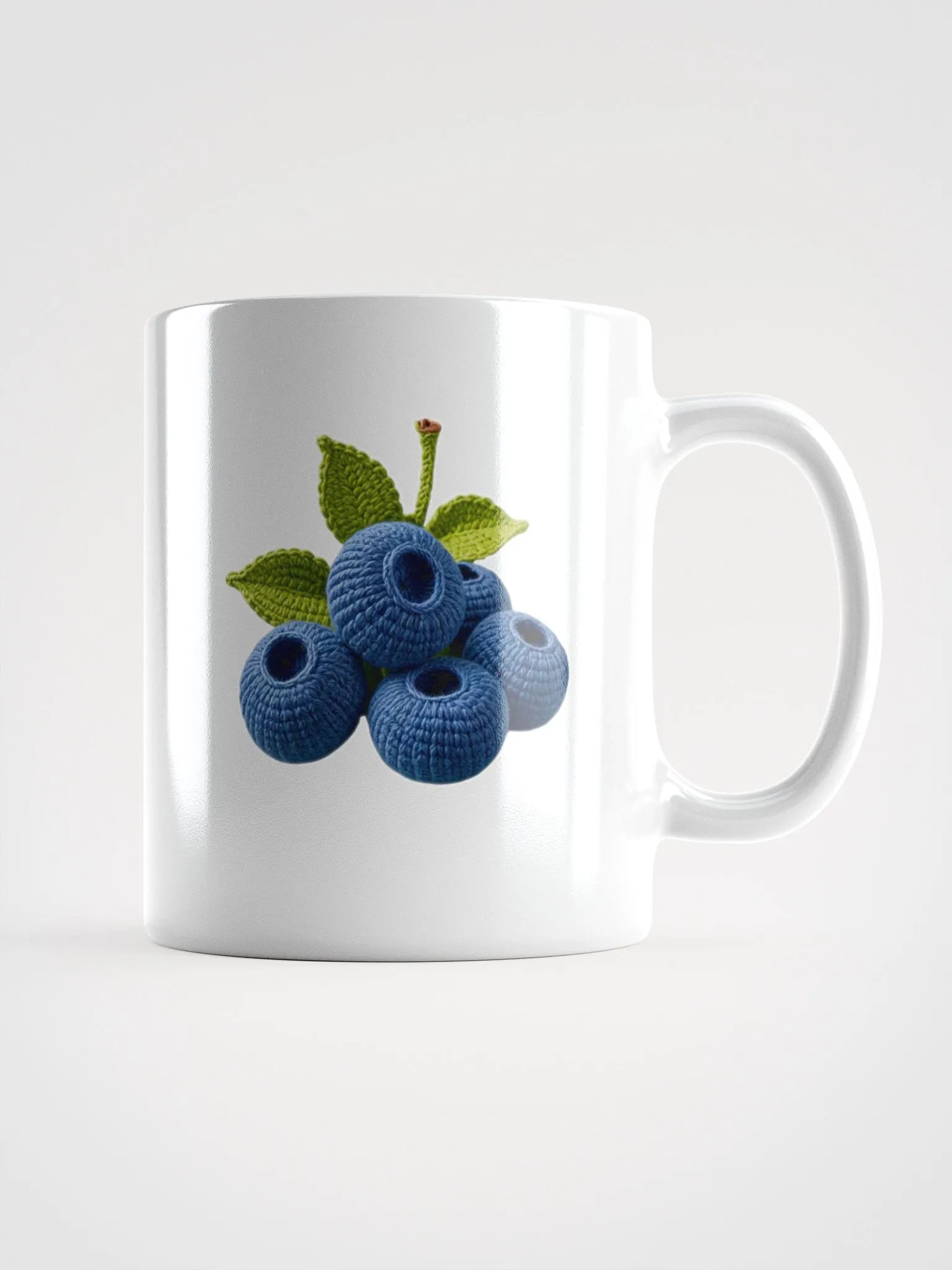 CozyAvocado White Glossy Mug Crochet Blueberries #1 product image (1)