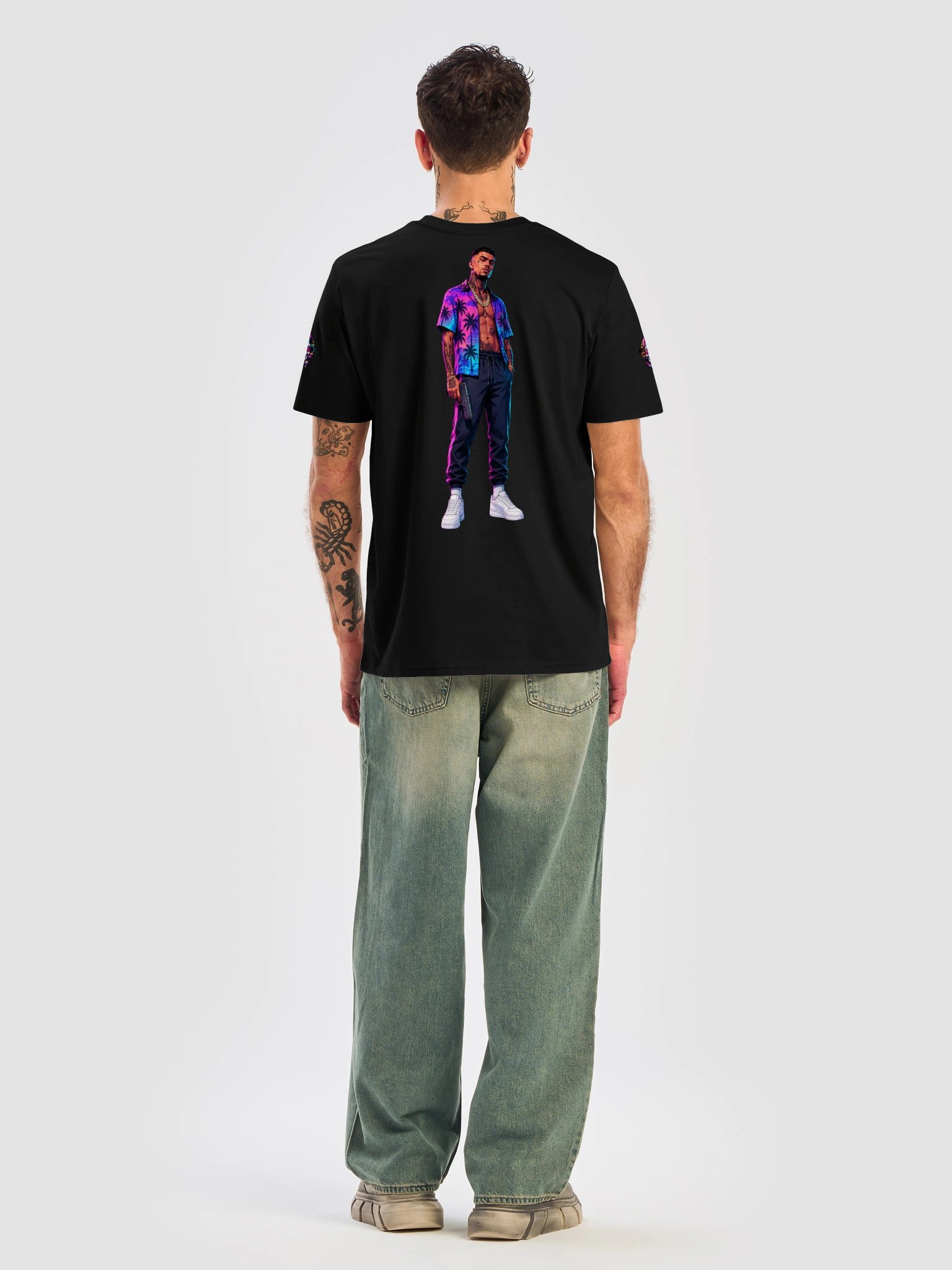 Tattooed Palm-Print Gunman Graphic Tee product image (94)