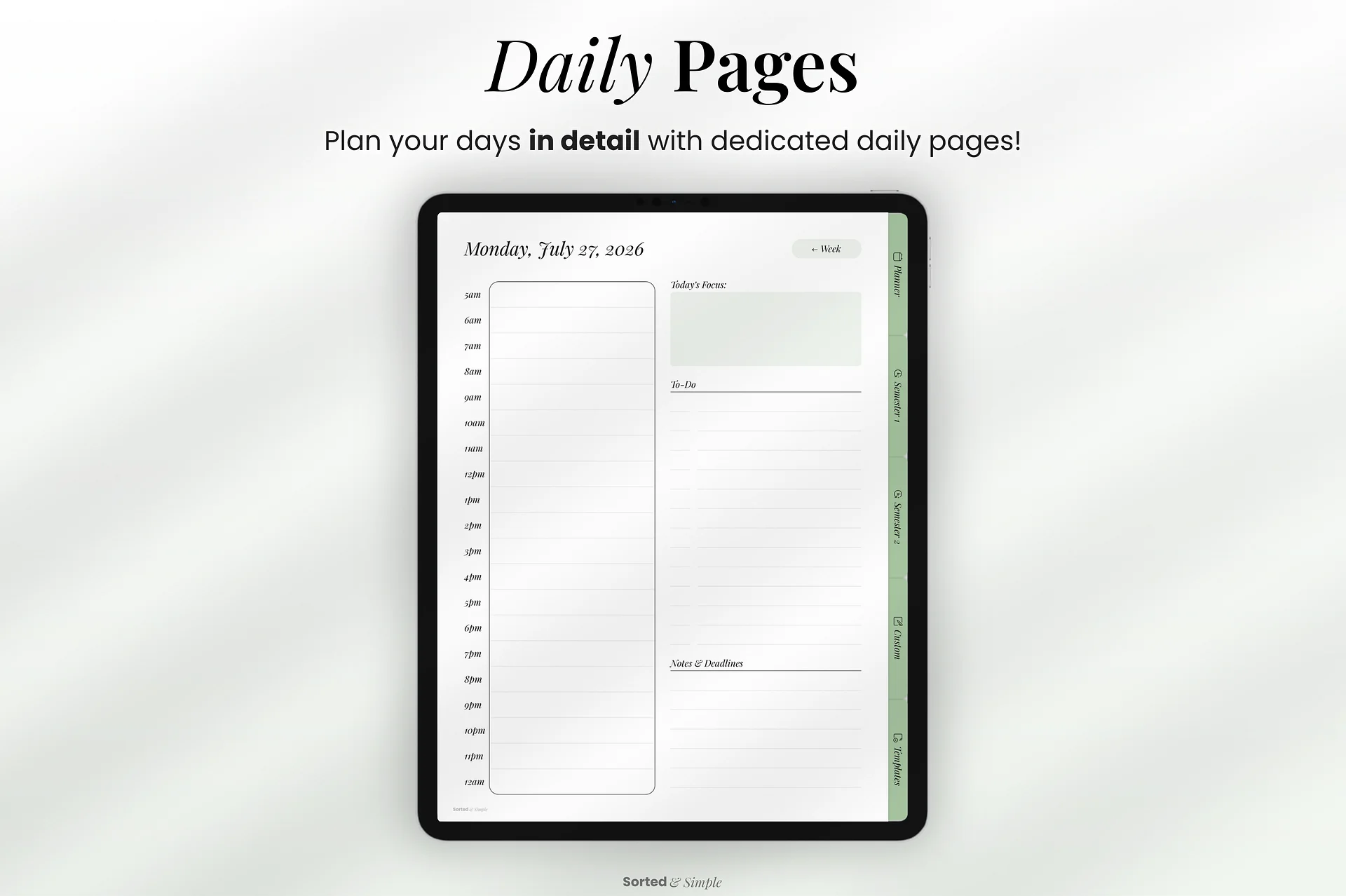 2026/2027 Mid-Year Student Digital Planner Portrait - Matcha Green product image (10)