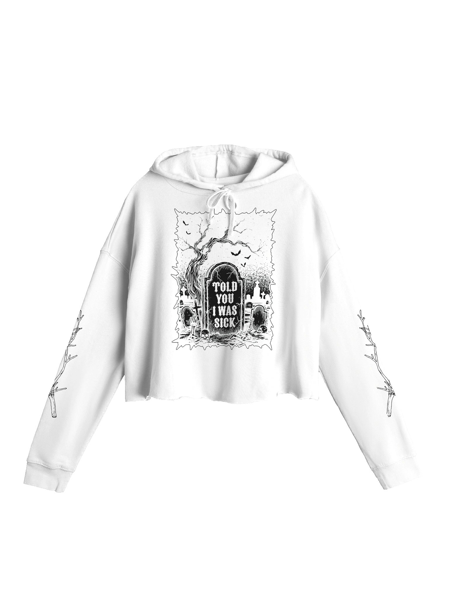 Told You I Was Sick Cropped Hoodie (White) product image (1)