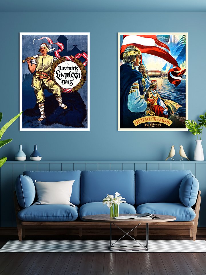 Latvia retro poster, Riga, 1939 — Retro travel poster, vintage travel wall art, propaganda poster, patriotic poster product image (2)