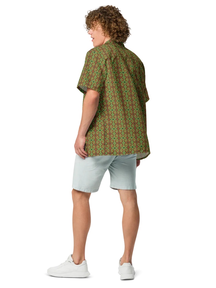 Red & Green Christmas Swirl Oversized Button-Down Shirt product image (10)
