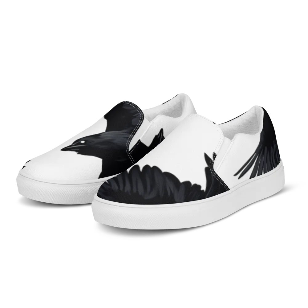 Men's Slip-On Canvas Shoes with Unique Crow Design 🖤 product image (5)