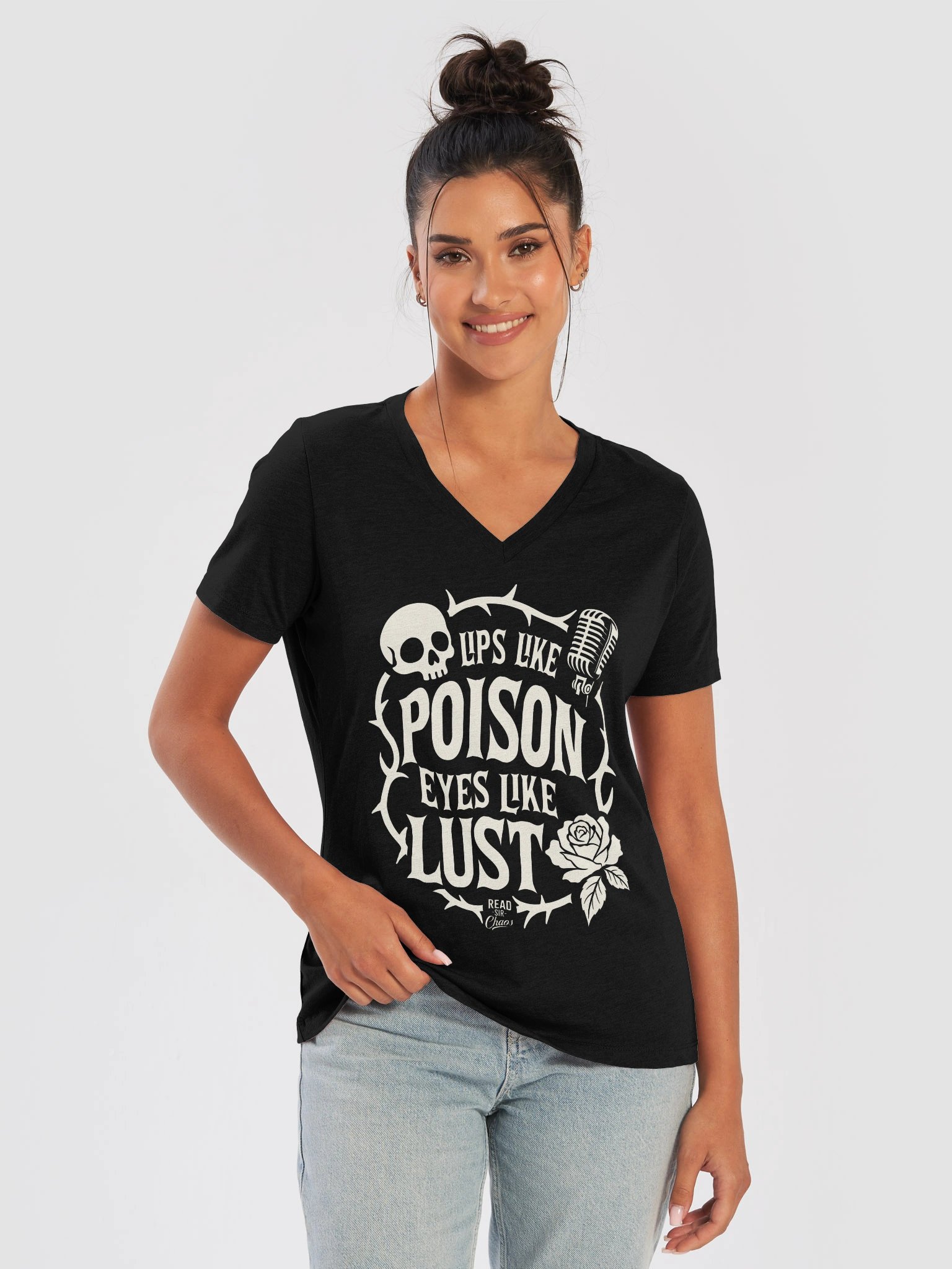 Lips Like Poison VNeck Tshirt product image (9)