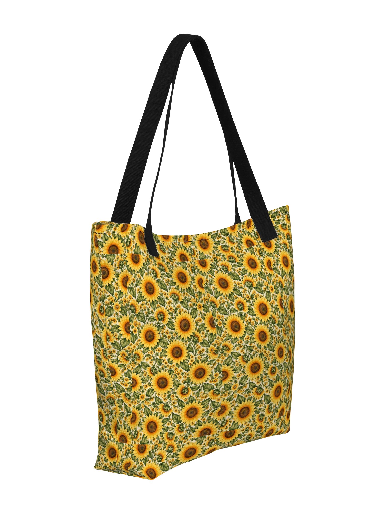 Sunflower Fields Large Tote Bag – Vintage Floral Shoulder Bag with Pocket product image (3)