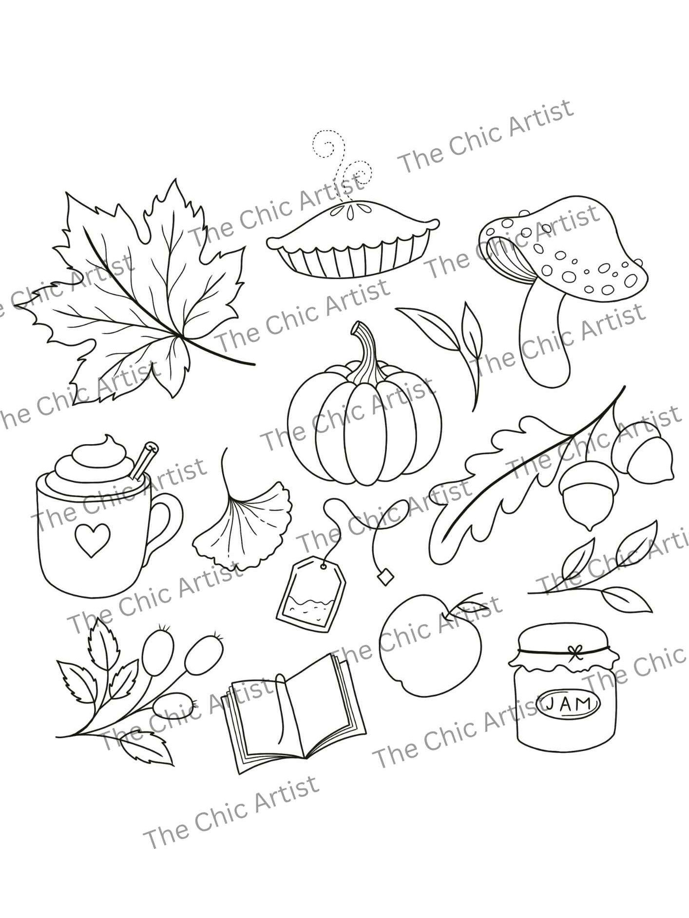 Autumn Doodles: A Collection of Autumn-inspired Watercolor Doodles product image (1)