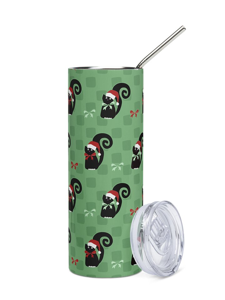 Christmas Kitties in a Row 20 oz Stainless Steel Tumbler – Green product image (1)