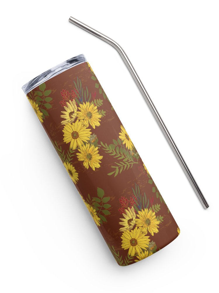 Helianthus Sunfllower 20-ounce Stainless Steel Tumbler with Straw - Red product image (6)