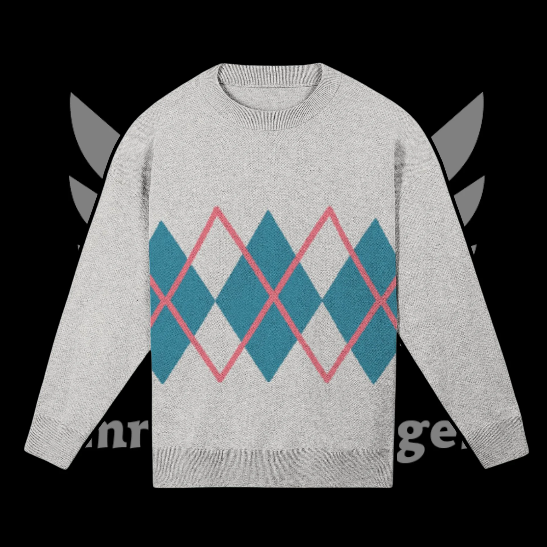 Argyle White Knitted Relaxed Sweater product image (1)