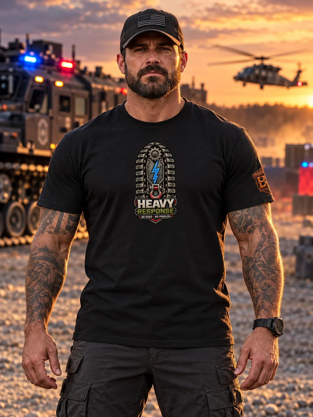 Armored Rescue Shirt — Heavy Response “No Road, No Problem” Tee | Flat Out Broken™ product image (2)