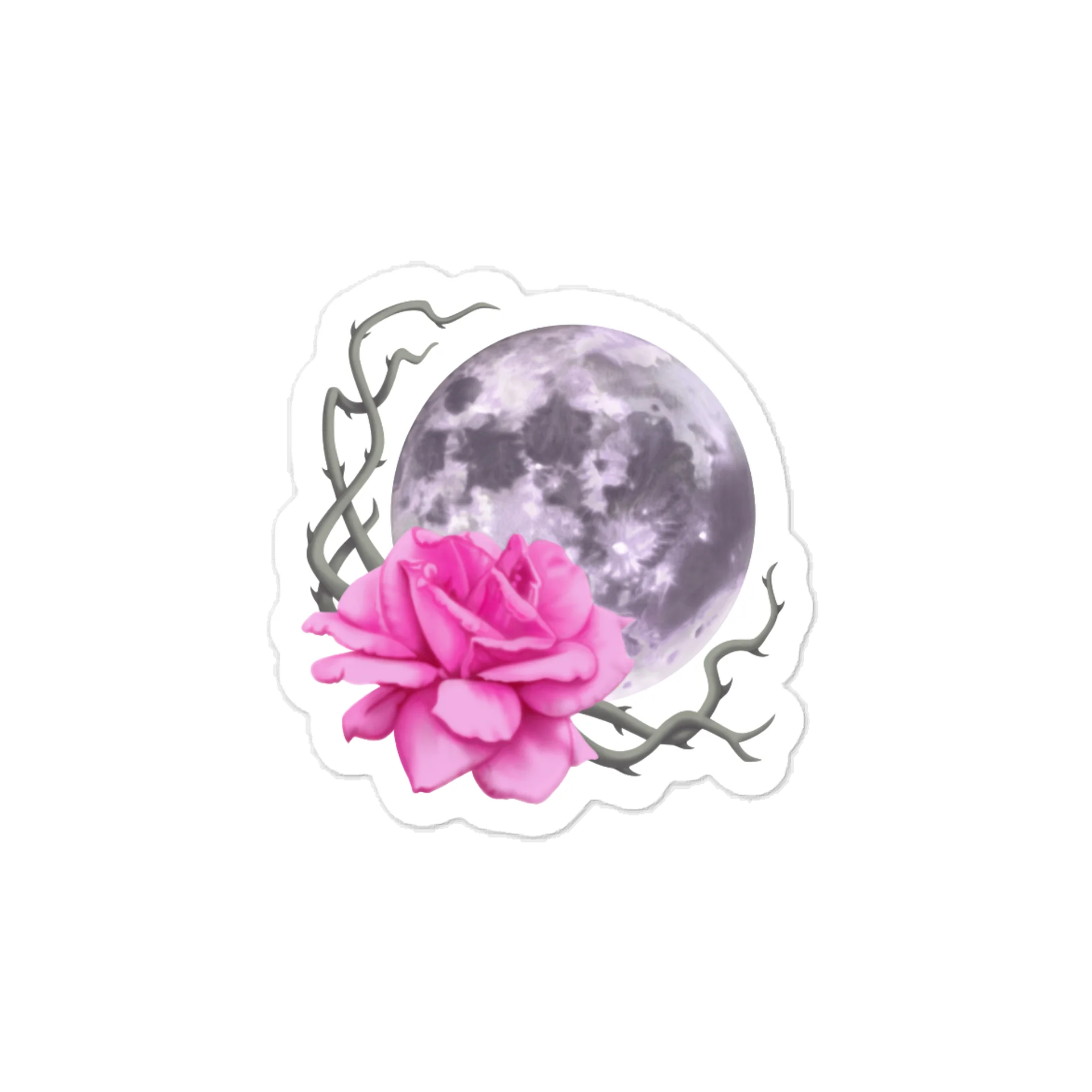 Gothic Pink Rose Purple Moon Vinyl Decal – Krita Airbrush Art Kiss-Cut Sticker product image (1)
