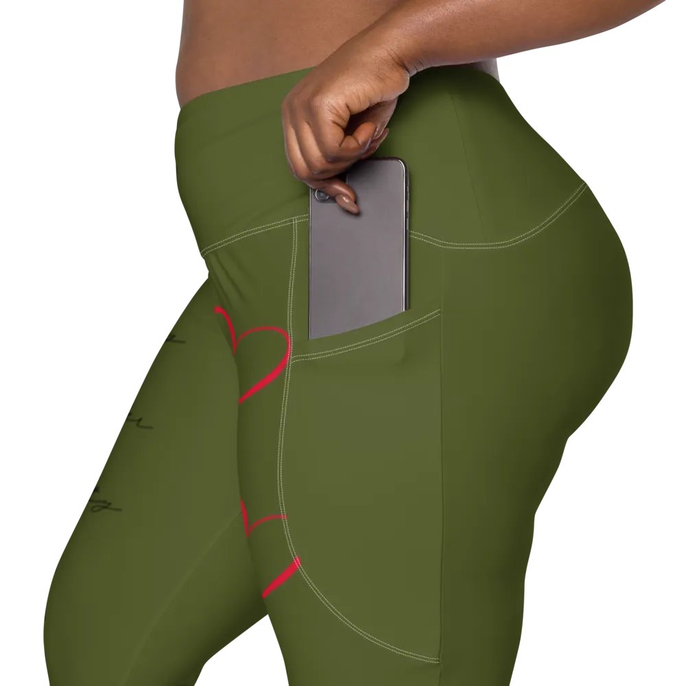 "Qu@lity He@rt" Leggings (Military Green) product image (8)