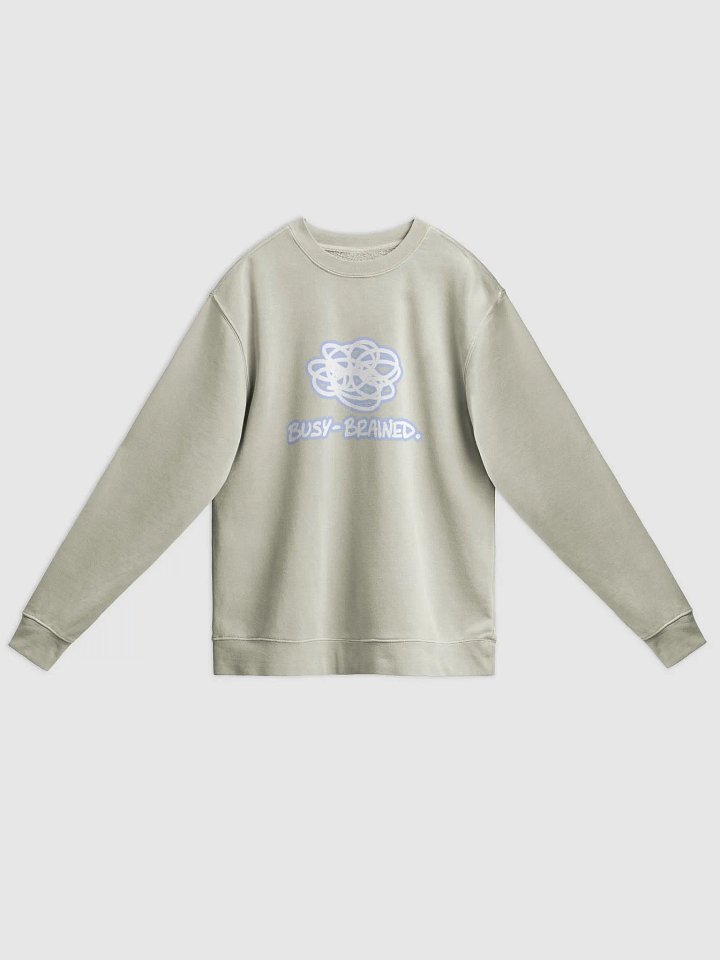 BUSY-BRAINED (lined design, #BDCAEF) printed pigment crewneck product image (5)