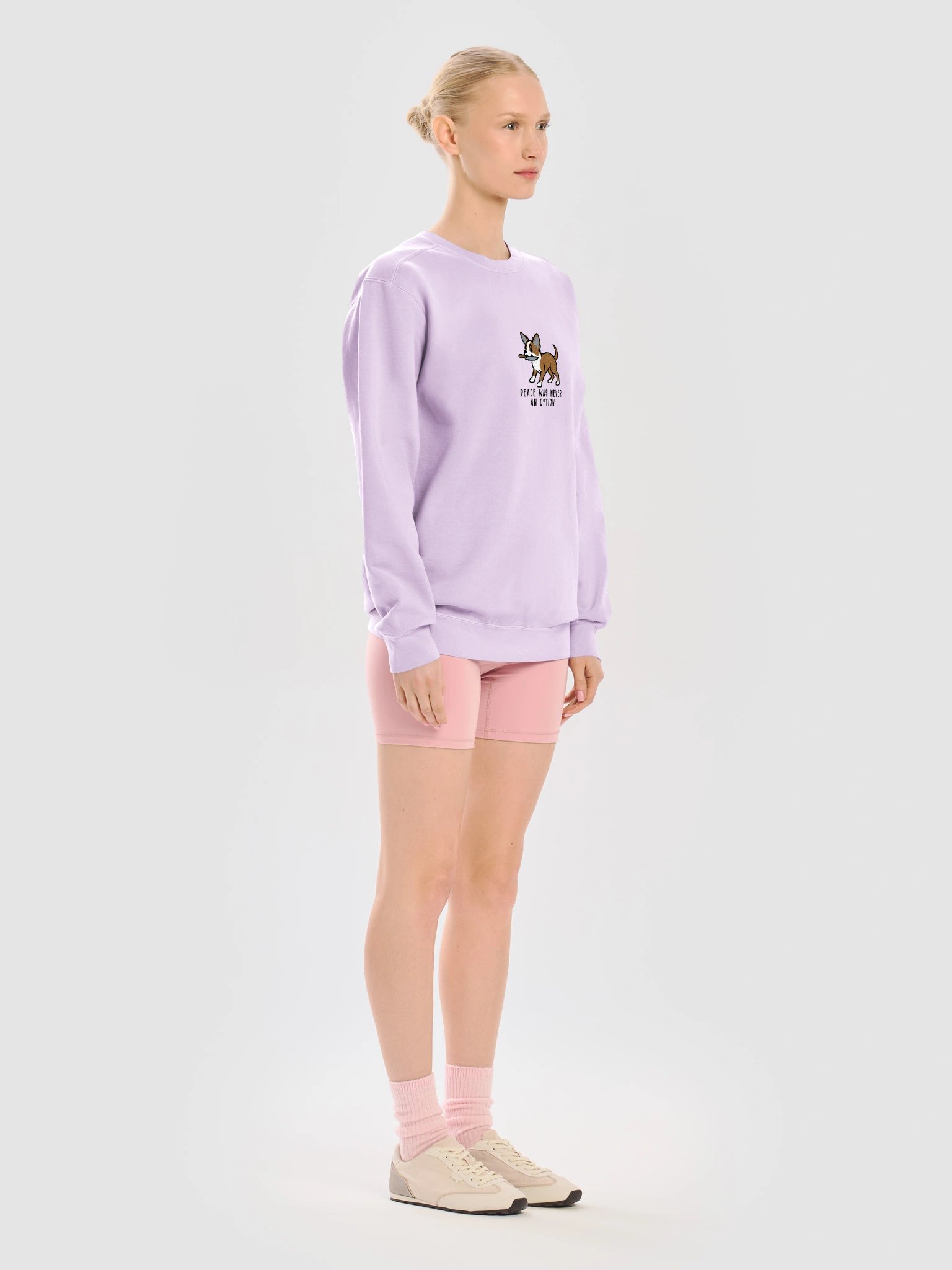 Peace Was Never an Option Funny Chibi-Style Embroidered Premium Sweatshirt for Chihuahua(Tan) Owners product image (39)