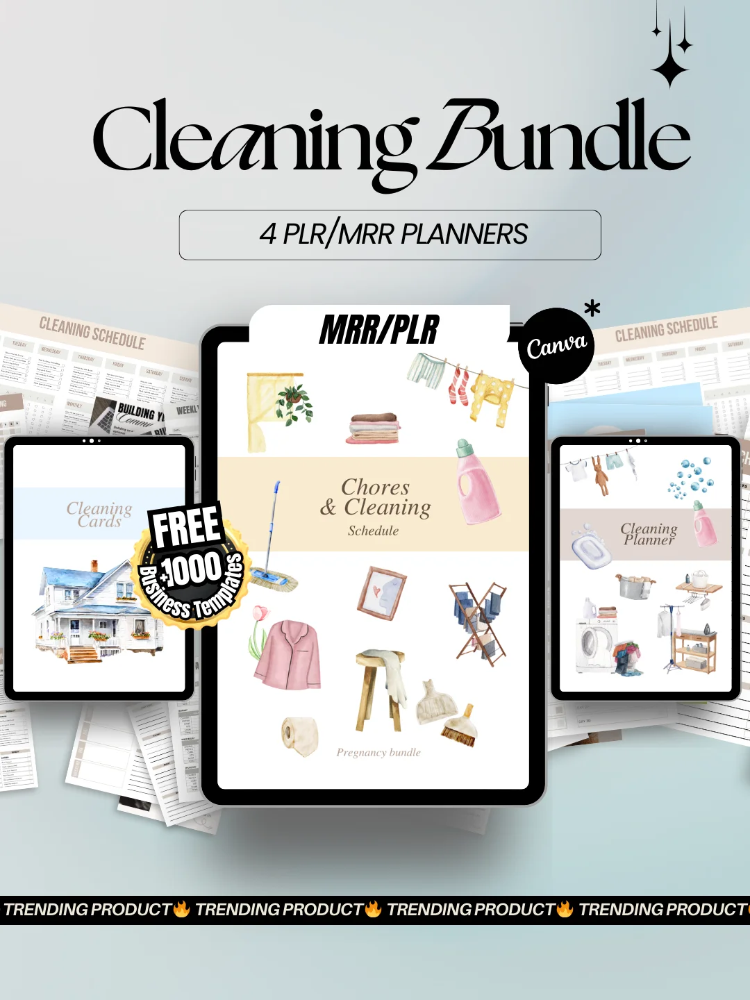 Cleaning Schedule & Family Chore Chart Digital Planner | MRR PLR Bundle product image (1)