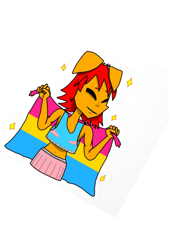 Pansexual flag kiss cut sticker (featuring Weicao) product image (2)