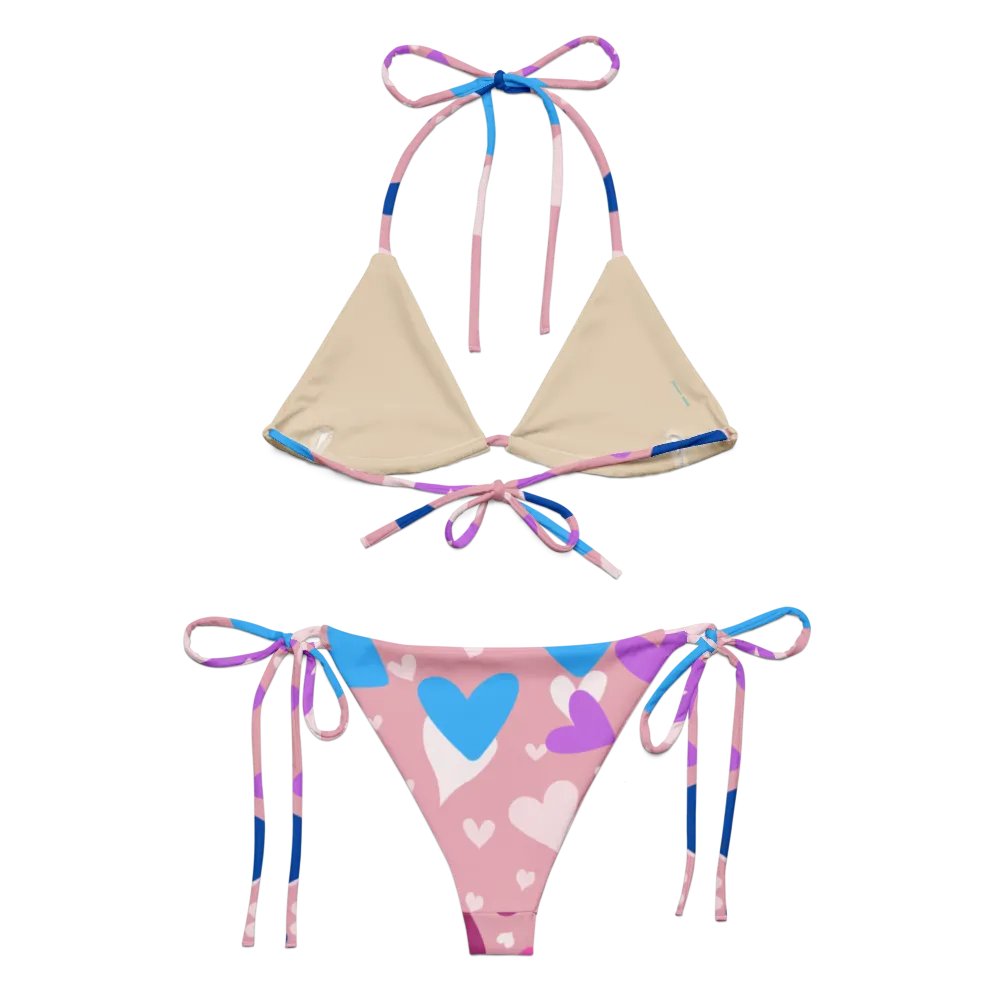 Pink Blue & White Love Heart Bikini product image (5)