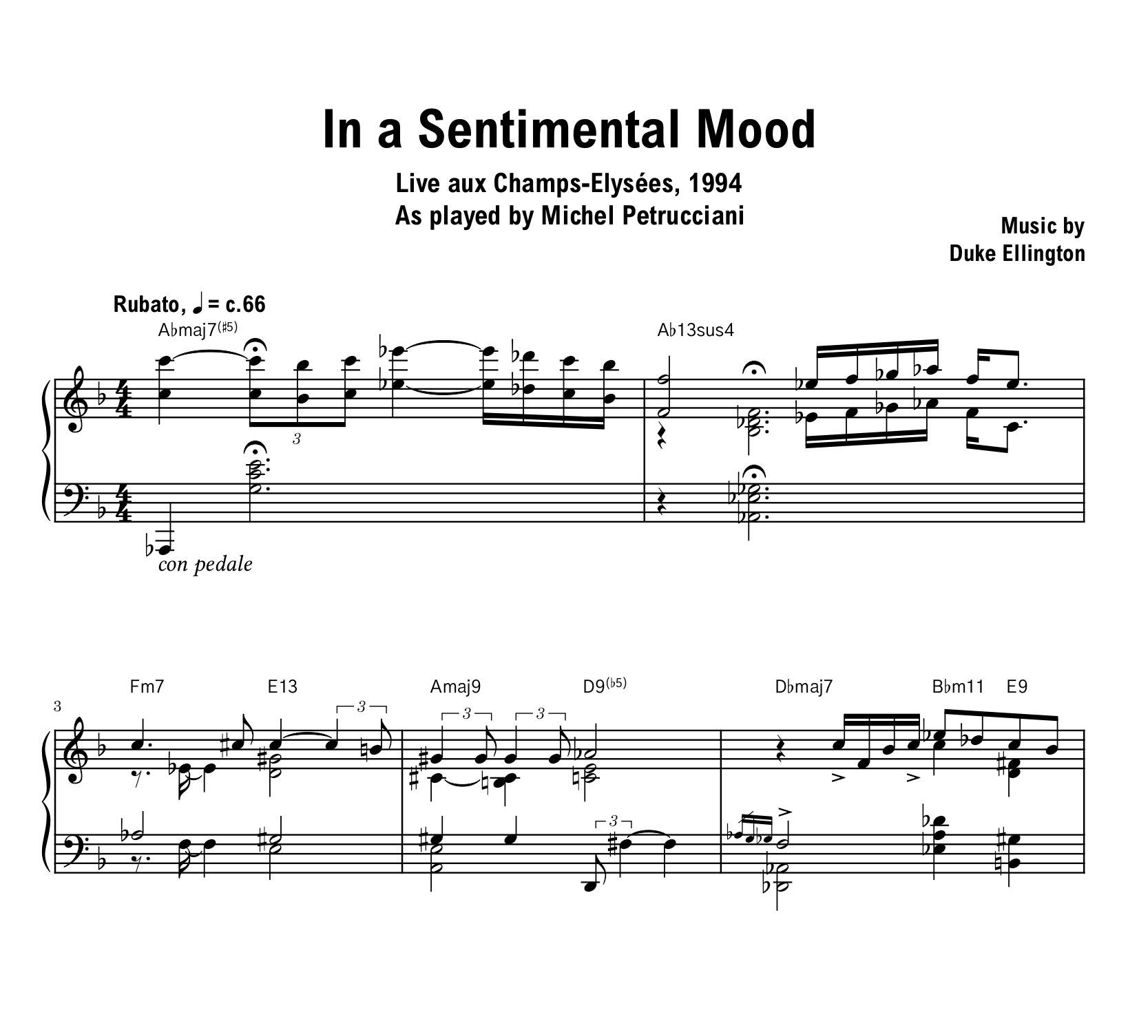 Michel Petrucciani - In A Sentimental Mood (Champs-Elysées) - Sheet music (PDF) product image (1)