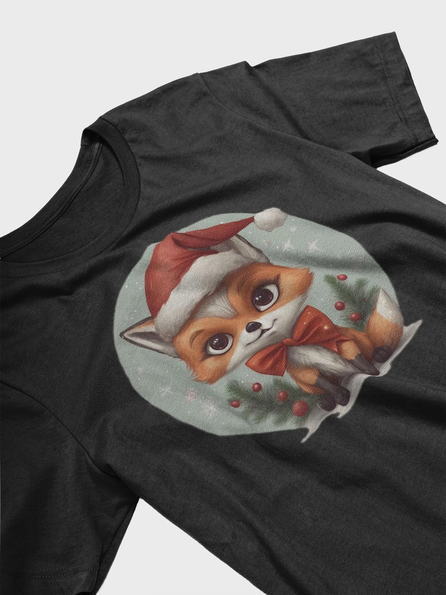 Cute little fox cub wearing a santa hat Supersoft T-Shirt product image (3)