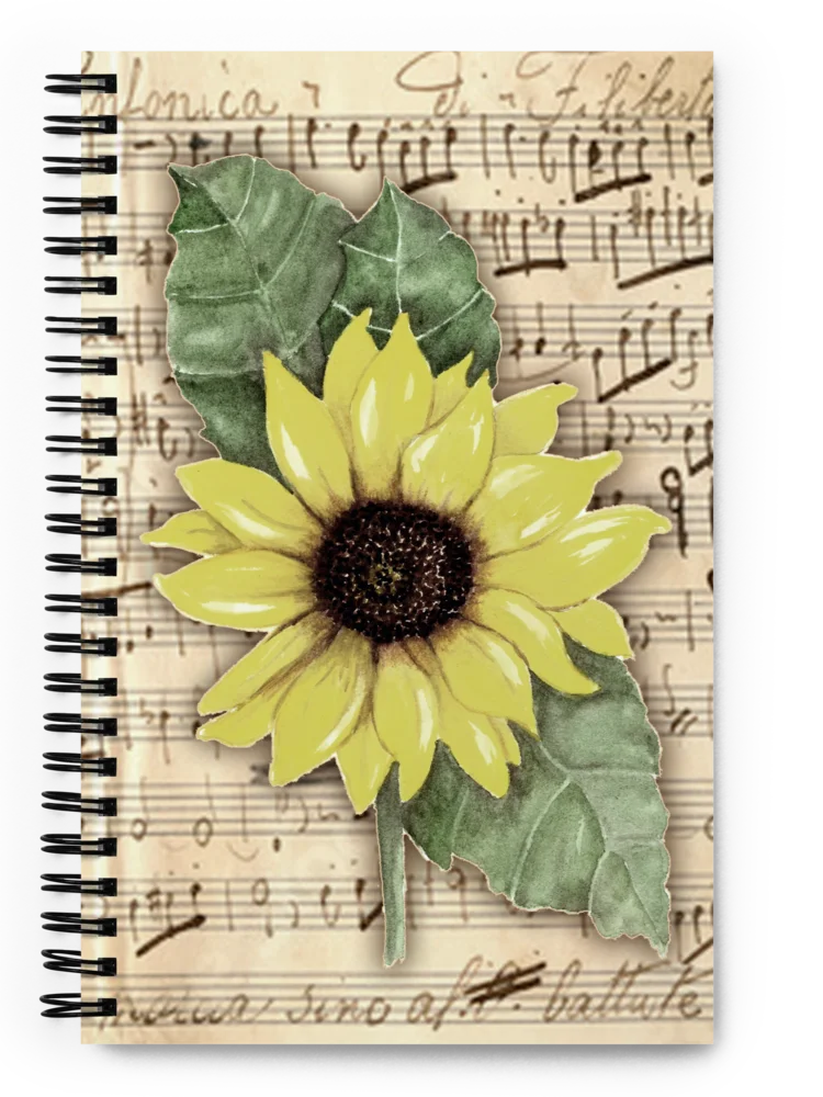 Distressed Watercolor Sunflower Print on Sheet Music product image (4)