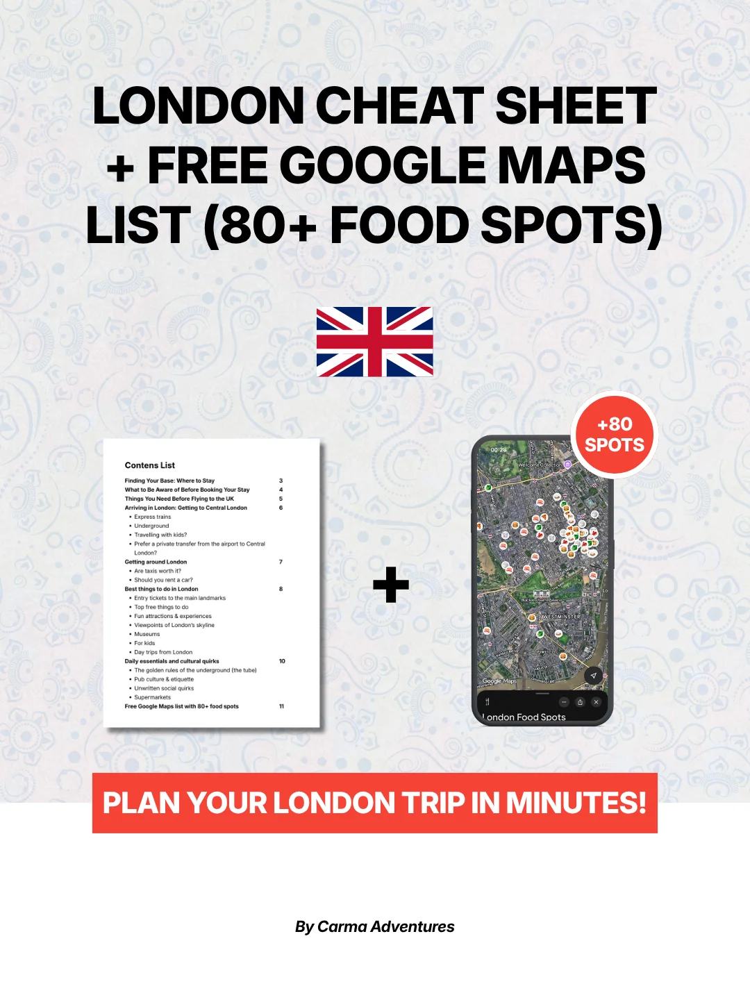 London Cheat Sheet + Free Google Maps List (80+ FOOD SPOTS) product image (1)